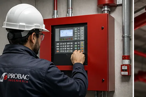 Técnico PROBAC operando central de alarmas