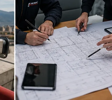 Ingenieros PROBAC revisando planos de proyecto