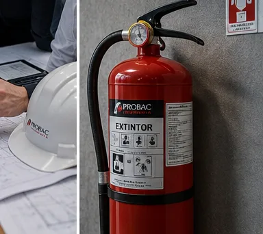 Casco y extintor certificado PROBAC
